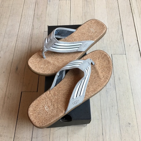 UGG | Men’s Seaside Striped Cork Flip Flops - Picture 3 of 8